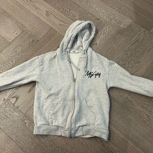 MSGM Light Gray Kids Zip-Up Hoodie
